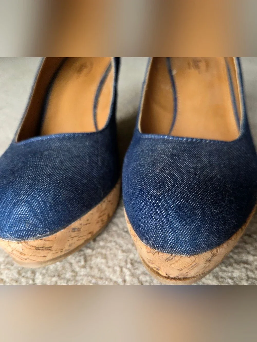 Bass Women’s Karlie Denim Blue Wedge Cork Shoes Platform Size 9 - Picture 3 of 7